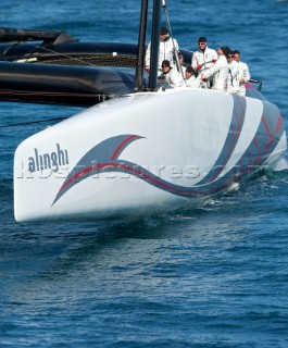 FEBRUARY 14TH 2010, VALENCIA, SPAIN: Alinghi, race 2 of the 33rd Americas Cup in Valencia, Spain