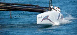 FEBRUARY 14TH 2010, VALENCIA, SPAIN: Alinghi, race 2 of the 33rd Americas Cup in Valencia, Spain