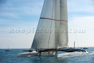 FEBRUARY 14TH 2010, VALENCIA, SPAIN: Alinghi, race 2 of the 33rd Americas Cup in Valencia, Spain