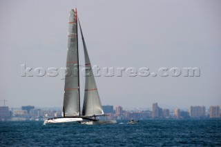 FEBRUARY 14TH 2010, VALENCIA, SPAIN: Alinghi, race 2 of the 33rd Americas Cup in Valencia, Spain