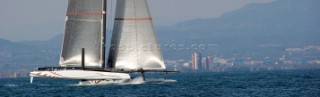 FEBRUARY 14TH 2010, VALENCIA, SPAIN: Alinghi, race 2 of the 33rd Americas Cup in Valencia, Spain