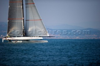 FEBRUARY 14TH 2010, VALENCIA, SPAIN: Alinghi, race 2 of the 33rd Americas Cup in Valencia, Spain