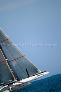 FEBRUARY 14TH 2010, VALENCIA, SPAIN: Alinghi, race 2 of the 33rd Americas Cup in Valencia, Spain