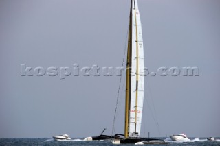 Race 2 BMW Oracle winning the 33rd Americas Cup in Valencia, Spain