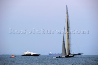 Race 2 BMW Oracle winning the 33rd Americas Cup in Valencia, Spain