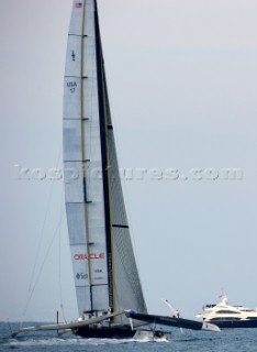 Race 2 BMW Oracle winning the 33rd Americas Cup in Valencia, Spain