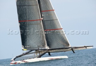 FEBRUARY 14TH 2010, VALENCIA, SPAIN: Alinghi, race 2 of the 33rd Americas Cup in Valencia, Spain