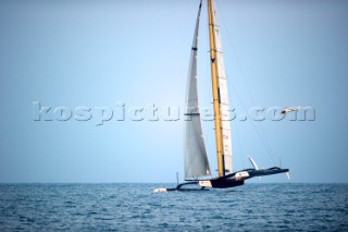 Race 2 BMW Oracle winning the 33rd Americas Cup in Valencia, Spain