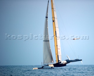 Race 2 BMW Oracle winning the 33rd Americas Cup in Valencia, Spain