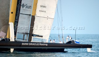 Race 2 BMW Oracle winning the 33rd Americas Cup in Valencia, Spain