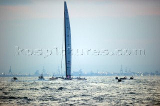 Race 2 BMW Oracle winning the 33rd Americas Cup in Valencia, Spain