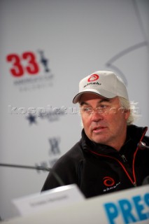 FEBRUARY 14TH 2010, VALENCIA, SPAIN: Alinghi press conference with Brad Butterworth at the 33rd Americas Cup in Valencia, Spain