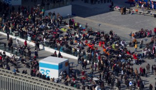 Valencia, 2/12/10. Alinghi5 33rd Americas Cup. Fans at the Foredeck building.  Editorial Use Only.