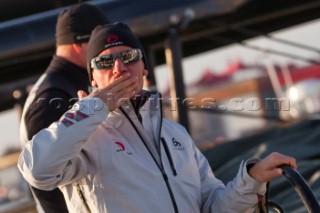 Valencia, 2/14/10. Alinghi5 33rd Americas Cup. Alinghi5 day 7 race 2 off dock. Ernesto Bertarelli.