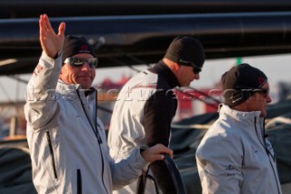 Valencia, 2/14/10. Alinghi5 33rd Americas Cup. Alinghi5 day 7 race 2 off dock. Ernesto Bertarelli.