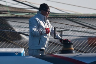 Valencia, 2/14/10. Alinghi5 33rd Americas Cup. Day 7 - Race 2. GGYC wins the 33rd Americas Cup Match. Brad Butterworth.