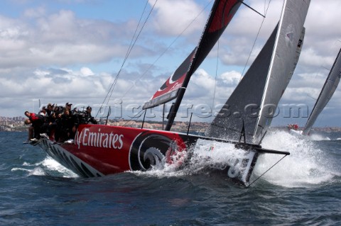 Emirates Team New Zealand approaching the top mark in race six Trophy of Portugal MedCup Regatta Cas