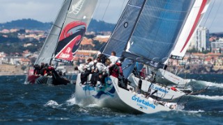 Emirates Team New Zealand leads the way around in race seven. Trophy of Portugal MedCup Regatta. Cascias, Portugal.14/5/2010