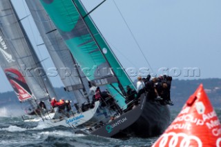 Rounding mark two in the coastal race of the Trophy of Portugal, Med Cup regatta. Cascais, Portugal. 15/5/2010