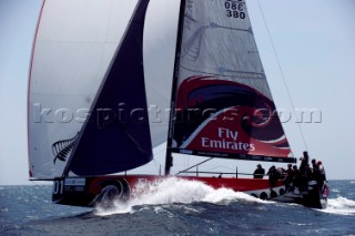 Emirates Team New Zealand in race nine of the Trophy of Portugal, Med Cup regatta. Cascais, Portugal. 16/5/2010