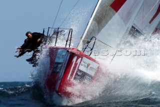 All4One approaching the top mark in race ten of the Trophy of Portugal, Med Cup regatta. Cascais, Portugal. 16/5/2010