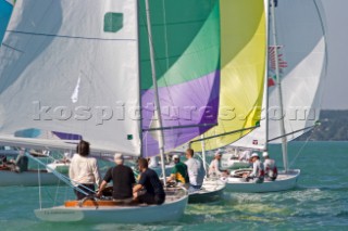 Fleet of yachts sailing and the one design Dragon European Championships 2010, Hungary.