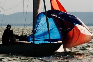 Yachts sailing and the one design Dragon European Championships 2010, Hungary.