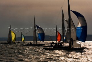 Yachts sailing and the one design Dragon European Championships 2010, Hungary.