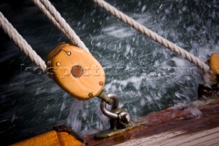 Onboard Tuiga at the Westward Cup 2010. Blocks splash on the leeward rail.