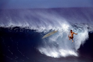 Surfer wipes out in big surf