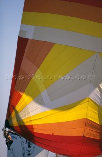 Bowman prepares to release spinnaker before a sail change