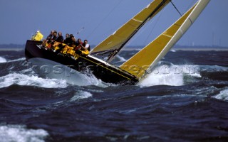 Farr 40 Dignity crashing through rough seas in strong winds - Commodores Cup 2000