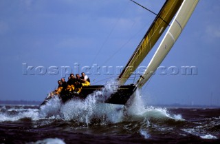 Farr 40 Dignity crashing through rough seas in strong winds - Commodores Cup 2000