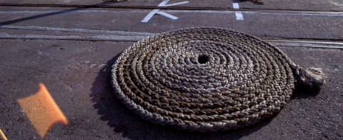 Graphic circular coil of mooring rope and line