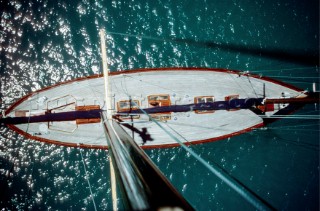 View from the masthead of classic sloop Moonshine