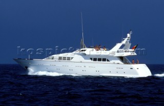 Superyacht underway at sea