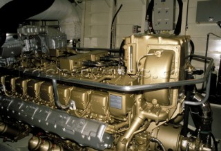 Large diesel engine on a superyacht