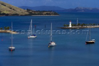 The paradise blue waters over the Coral Reef of Hamilton Island, Australia