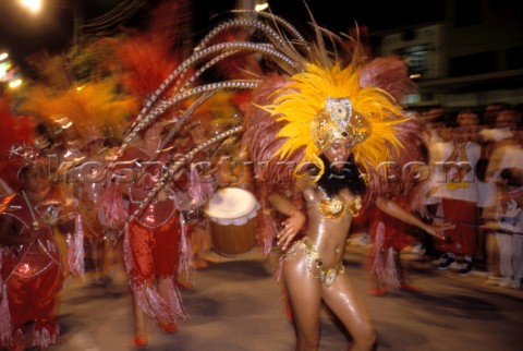 Colours and costumes at the Mardi Gras Carnival Celebration Rio de Jiniero Brazil