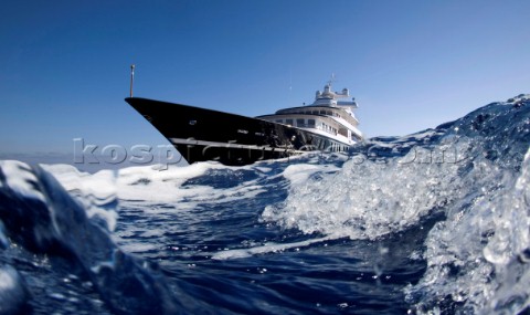 Luxury superyacht Leander owned by Sir Donald Gosling by Les Iles des Lerins near Cannes South of Fr