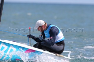 WEYMOUTH, ENGLAND - AUGUST 5th: Ben Ainslie of Great Britain wins Gold Medal in the Mens Finn sailing dinghy class at the London 2012 Olympic Games at Weymouth Harbour on August 5th, 2012 in Weymouth, England. (©Kos Picture Source/Getty Images)