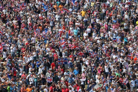 WEYMOUTH ENGLAND  AUGUST 5th Ben Ainslie of Great Britain wins Gold Medal in the Mens Finn sailing d