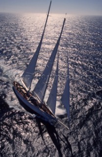 The Atlantic Challenge Cup 1997 presented by Rolex. Organised jointly by the New York Yacht Club and the Royal Yacht Squadron this superyacht race started from Ambrose Light (New York) and finished off The Lizard, Cornwall, UK.