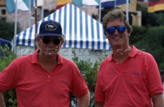 The late Chris Law with Mike Slade owner of Leopard. Maxi Yacht Rolex Cup 1995. Porto Cervo, Sardinia.