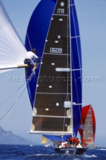 La Giraglia Rolex Cup 2001. Offshore race from St Tropez, France, around La Giraglia Rock, Corsica, and finish at the Yacht Club Italiano in Genoa, Italy.