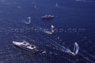 La Giraglia Rolex Cup 2001. Offshore race from St Tropez, France, around La Giraglia Rock, Corsica, and finish at the Yacht Club Italiano in Genoa, Italy.