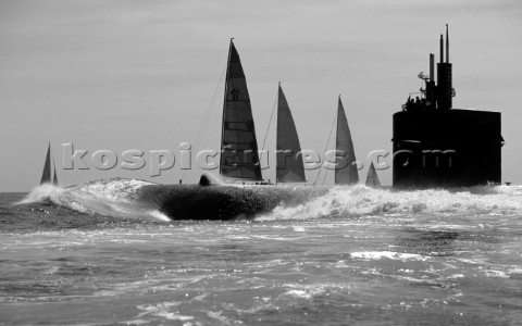 Maxi Yacht Rolex Cup 2001 Porto Cervo Sardinia American submarine possibly a Los Angeles class fast 