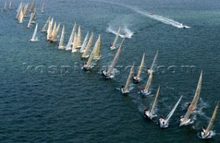 Rolex Commodores Cup 1996. The Solent, Cowes, Isle of Wight, UK. Three boat teams from around the world compete for the coveted RORC trophy. The event is hosted by the Royal Yacht Squadron.