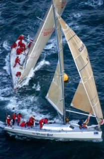 Rolex Commodores Cup 1996. The Solent, Cowes, Isle of Wight, UK. Three boat teams from around the world compete for the coveted RORC trophy. The event is hosted by the Royal Yacht Squadron.