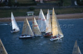 Rolex Commodores Cup 1996. The Solent, Cowes, Isle of Wight, UK. Three boat teams from around the world compete for the coveted RORC trophy. The event is hosted by the Royal Yacht Squadron.